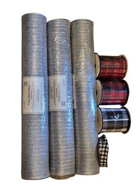Celebrate It Ribbon And Silver 21" Polypro Mesh Bundle